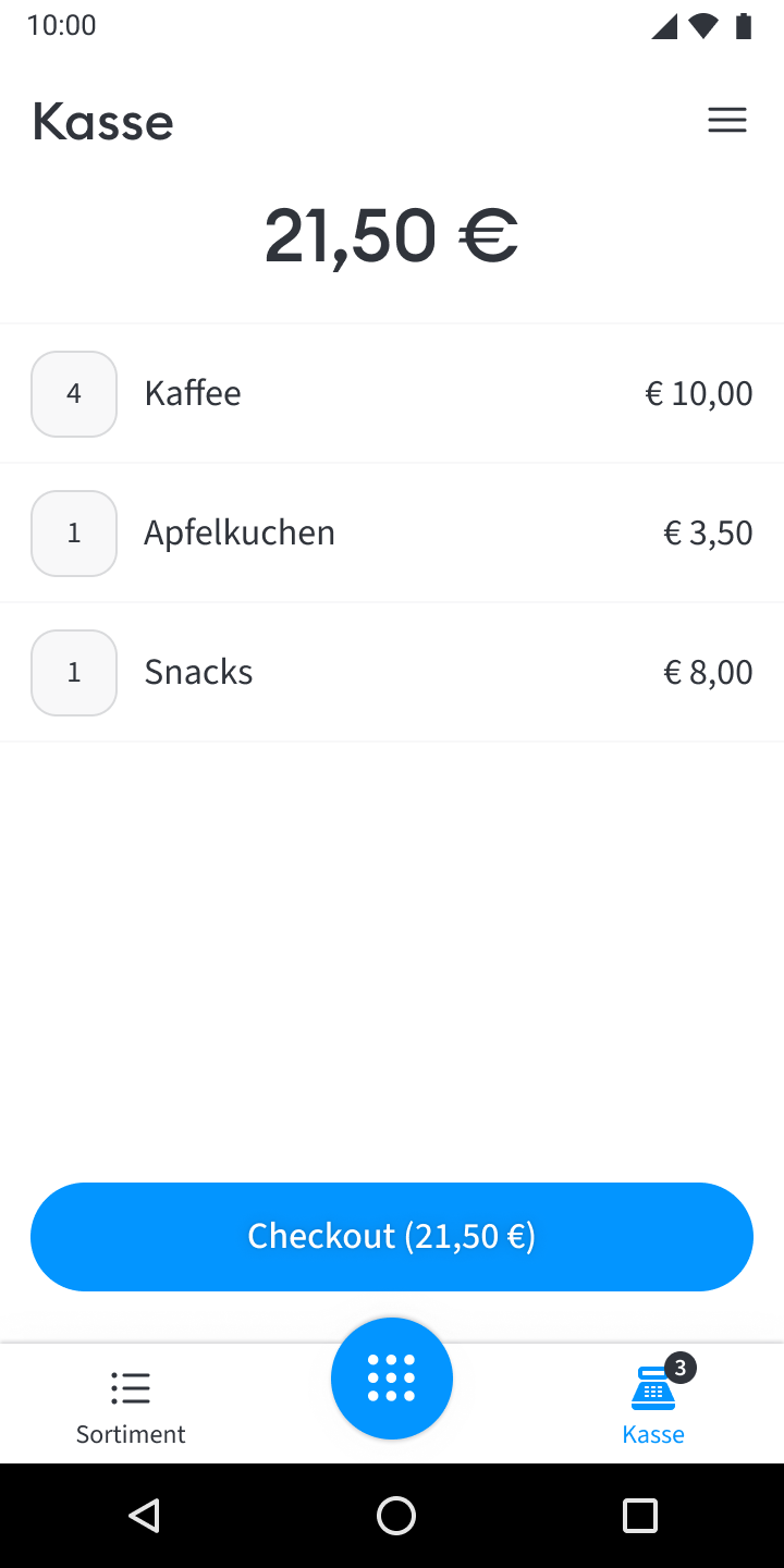 CCV SalesPOS Checkout Screen